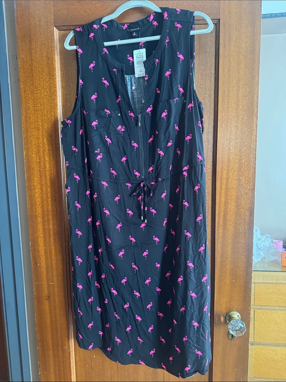 torrid Black Mini Dress with Hot Pink Flamingo Print